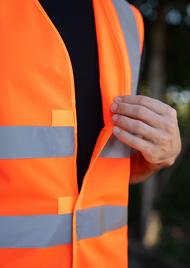 High-visibility Vest, Sicherheitsweste, Reflektionsstreifen, Orange Weste, Arbeitskleidung