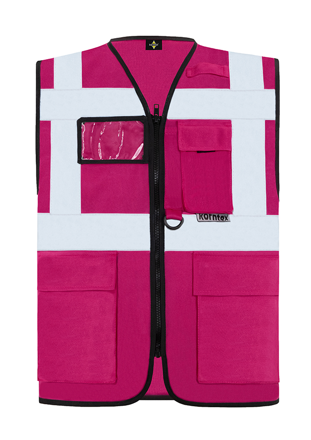 KXMF-multifunktionale-warnweste-reissverschluss-taschen-magenta-warnwesten-korntex-front