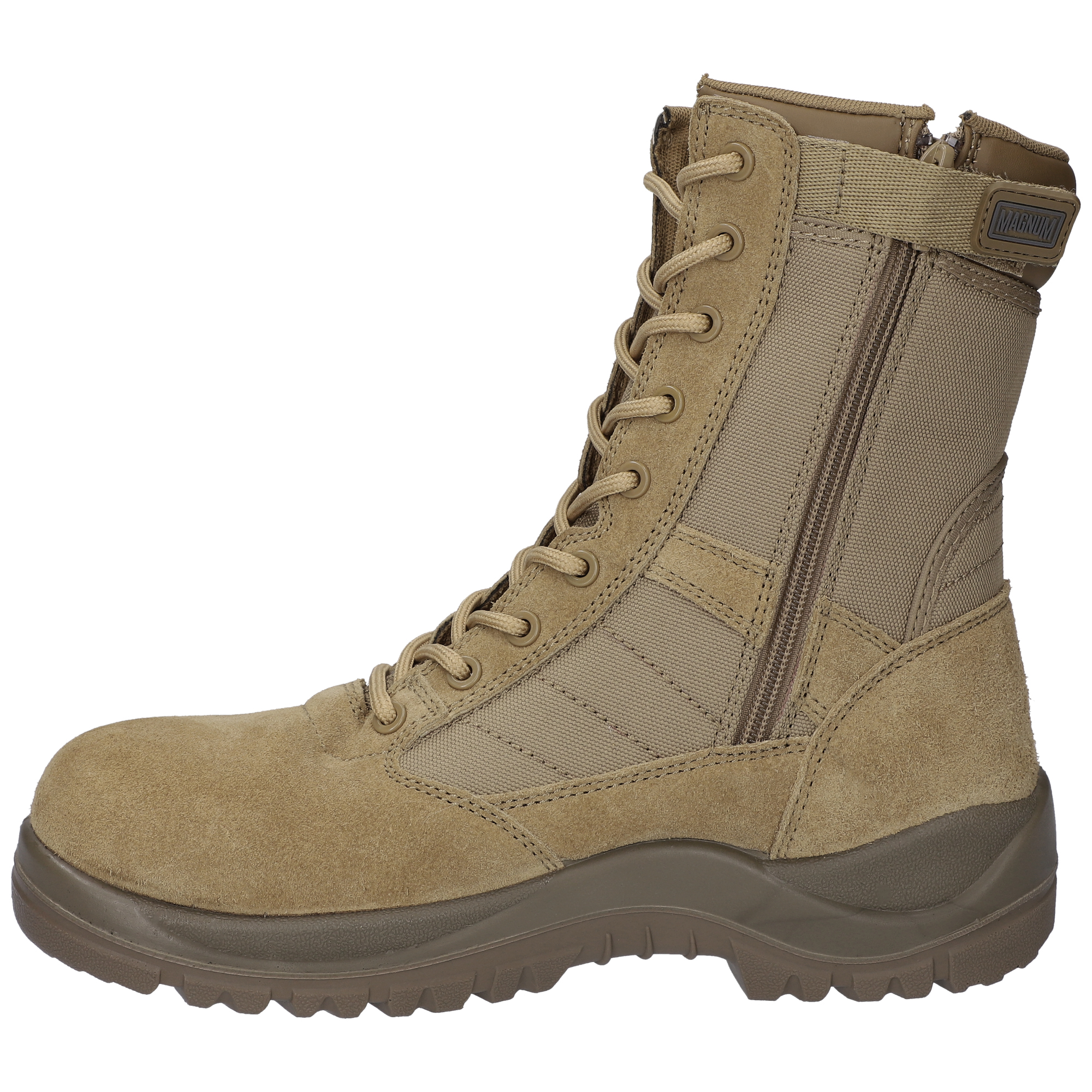 Stiefel, KampfSchuh, Stiefel mit Reißverschluss, Lederimitat, Kautschuksohle