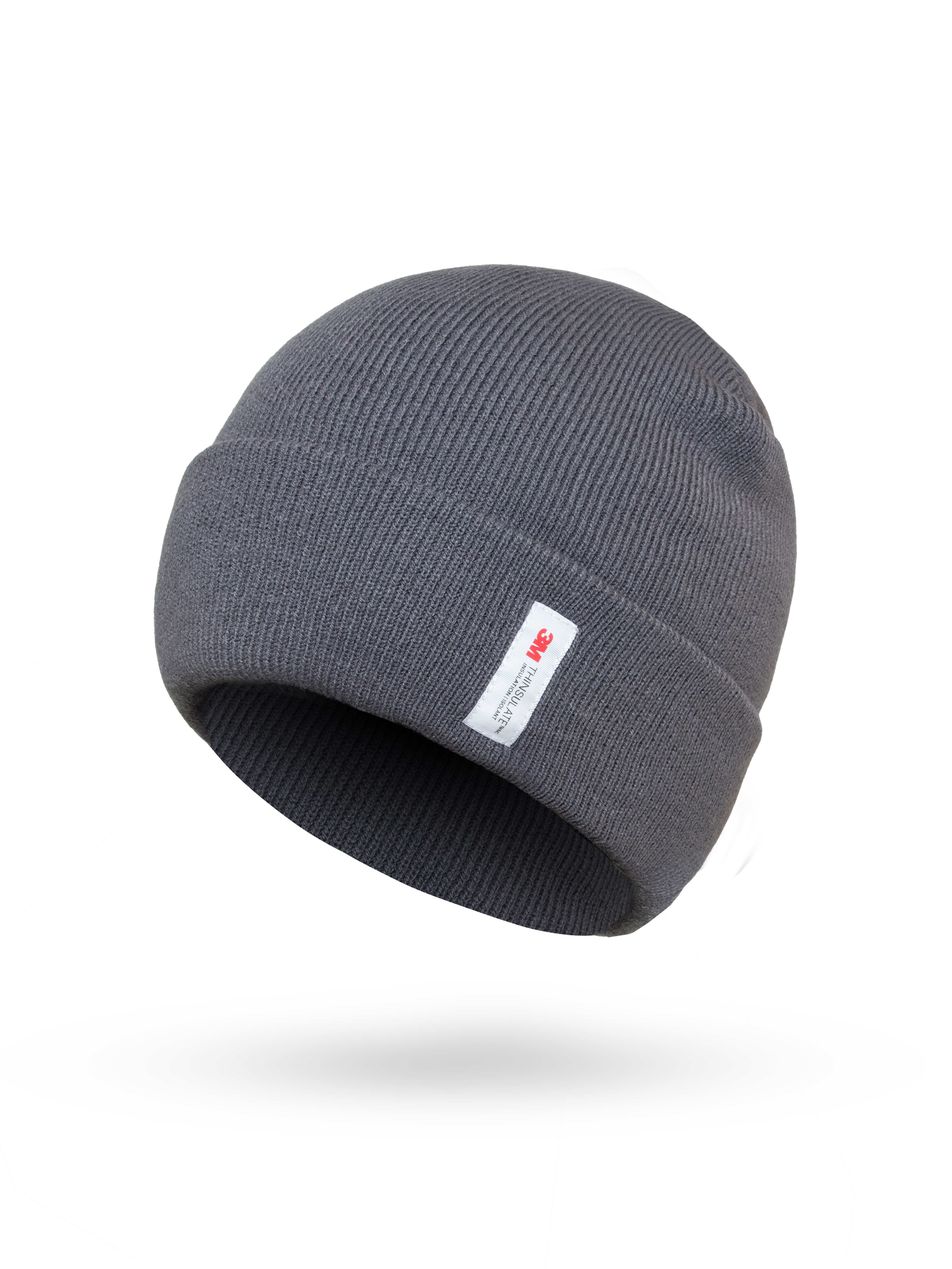Beanie, Hut aus Strick, Winterzubehör, Grau, Umklapp-Kante