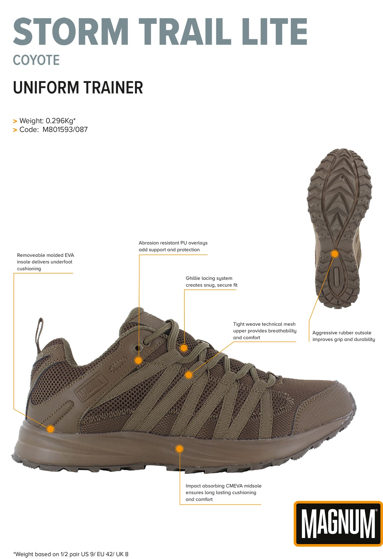 uniform trainer, hiking shoe, trail shoe, brown color, rubber outsole