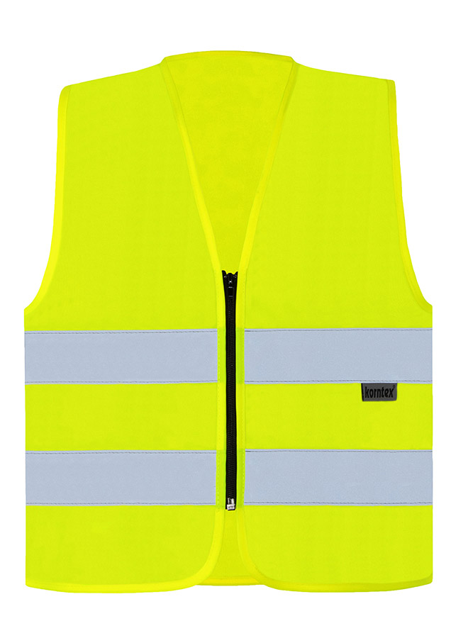 RX217-warnweste-mit-reissverschluss-signal-gelb-warnwesten-korntex-front, Warnweste, Reflexstreifen, High-Visibility, Gehäuse, Reißverschluss