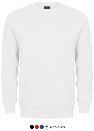 Sweatshirt, Rundhals, Langarm, Schlicht, Weiß