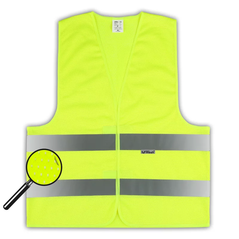Hochsichtbar, Sicherheitsweste, Reflektierend, Mesh-Mmaterial, Neon Gelb